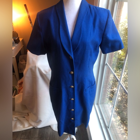 Vintage Kasper ASL Dress Size 14 Royal Blue - Picture 1 of 8